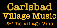 Carlsbad Village Music logo wall with writing